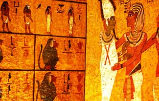 A picture of Egyptian hieroglyphics.