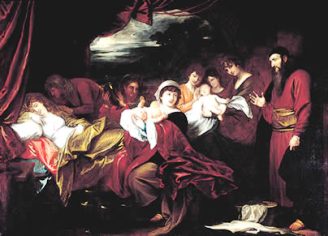 Painting of the births of Jacob and Esau.