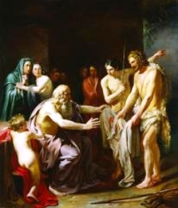 A painting of Jacob being shown Joseph's blood stained coat.