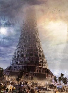 A picture of the Tower of Babel.