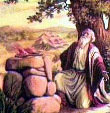 A picture of Abraham and his altar.