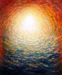 A picture of bright light infused in water.